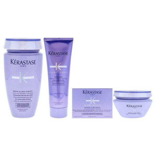 Blond Absolu Kit by Kerastase for Unisex - 3 Pc Kit 8.5oz Blond Absolu Bain Ultra-Violet Shampoo, 8.5oz Blond Absolu Cicaflash Conditioner, 6.8oz Blonde Absolu Ultra Violet Masque Online now