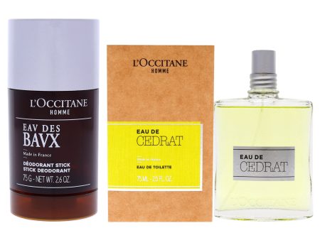 Baux Stick Deodorant and Eau de Cedrat Kit by LOccitane for Men - 2 Pc Kit 2.6oz Deodorant Stick, 2.5oz EDT Spray Online now