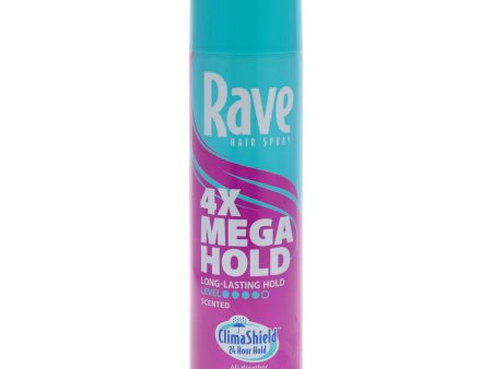 4X Mega Scented Aerosol Hairspray by Rave for Unisex - 11 oz Hair Spray For Sale