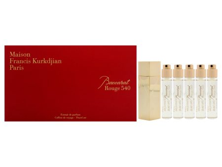 Baccarat Rouge 540 Travel Set by Maison Francis Kurkdjian for Unisex - 6 Pc Gift Set 5 x 0.37 Extrait De Parfum Spray (Refill), Case Gold (Empty) Online Sale