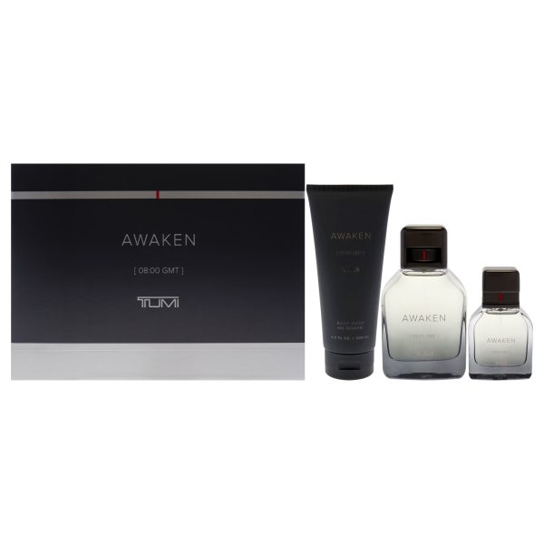 Awaken by Tumi for Men - 3 Pc Gift Set 3.4oz EDP Spray, 1oz EDP Spray, 6.7oz Body Wash Supply