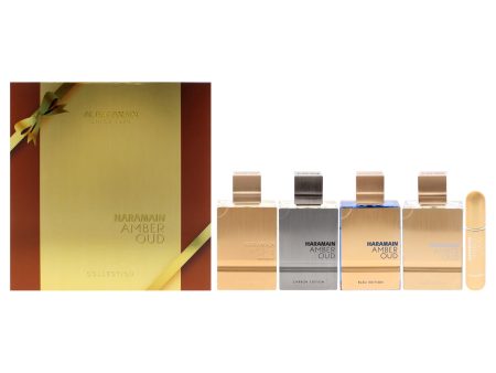 Amber Oud Collection by Al Haramain for Unisex - 4 Pc Gift Set 4 x 2oz EDP Spray Gold, Bleu, White, Carbon For Sale