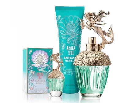 ANNA SUI FANTASIA MERMAID 3 PCS SET FOR WOMEN: 1.7 EAU DE TOILETTE SPRAY + 5 ML EAU DE TOILETTE MINI + 3 OZ BODY LOTION Supply