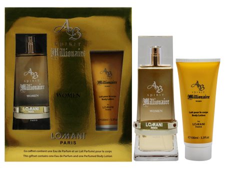 AB Spirit Millionaire by Lomani for Women - 2 Pc Gift Set 3.3oz EDP Spray, 3.3oz Body Lotion Fashion