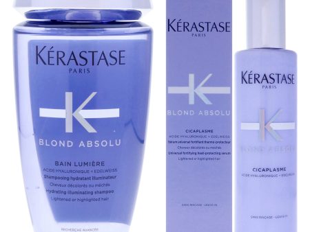 Blond Absolu Kit by Kerastase for Unisex - 2 Pc Kit 8.5oz Blond Absolu Hydrating Illuminating Shampoo, 5.1oz Blond Absolu Cicaplasme Serum For Cheap