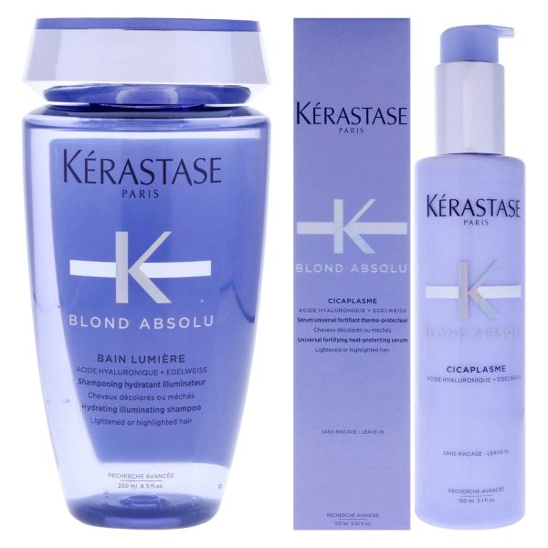 Blond Absolu Kit by Kerastase for Unisex - 2 Pc Kit 8.5oz Blond Absolu Hydrating Illuminating Shampoo, 5.1oz Blond Absolu Cicaplasme Serum For Cheap