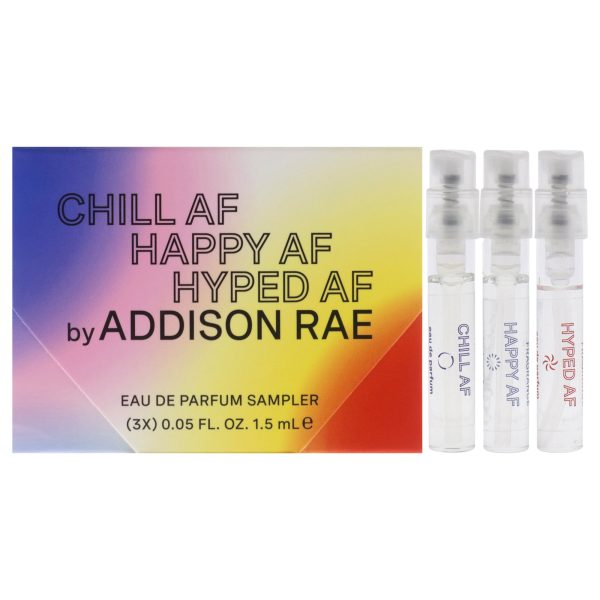 Addison Rae Set by Addison Rae for Women - 3 Pc Gift Set 0.05oz Chill Af EDP Spray, 0.05oz Happy Af EDP Spray, 0.05oz Hyped AF EDP Spray Cheap