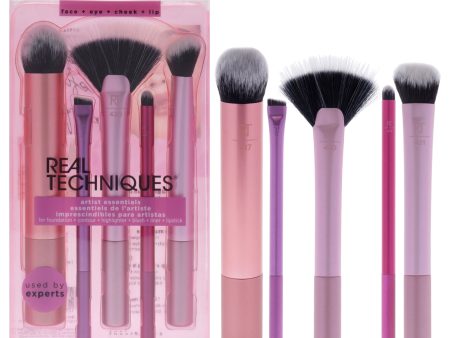 Artist Essentials Set by Real Techniques for Women - 5 Pc Expert Edge Foundation Brush - 217, Smudge Liner Brush - 317, Spotlight Fan Brush - 420, Lip Smudge Brush - 425, Soft Accent Brush - 421 Fashion