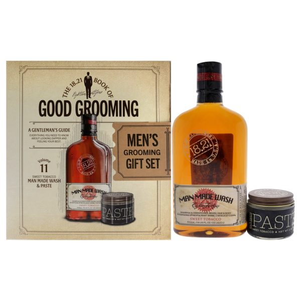 Book of Good Grooming Volume 11 Set - Sweet Tobacco by 18.21 Man Made for Men - 2 Pc 18oz Man Made Wash 3-In-1 Shampoo, Conditioner and Body Wash, 2oz Paste For Sale