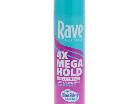 4X Mega Hold Hairspray - Unscented by Rave for Unisex - 11 oz Hair Spray For Cheap