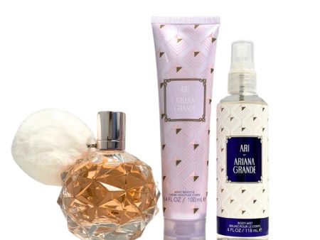 ARIANA GRANDE ARI 3 PCS SET: 3.4 EAU DE PARFUM SPRAY + 4 OZ BODY MIST + 3.4 BODY SOUFFLE Cheap