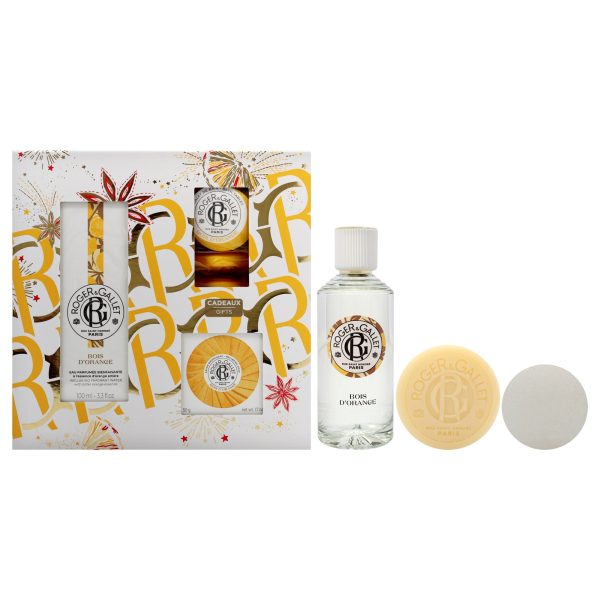 Bois DOrange Set by Roger & Gallet for Unisex - 5 Pc Gift Set 3.3oz Wellbeing Fragrant Water, 1.7oz Wellbeing Soap, 3 x 0.88oz Bath Tablets on Sale